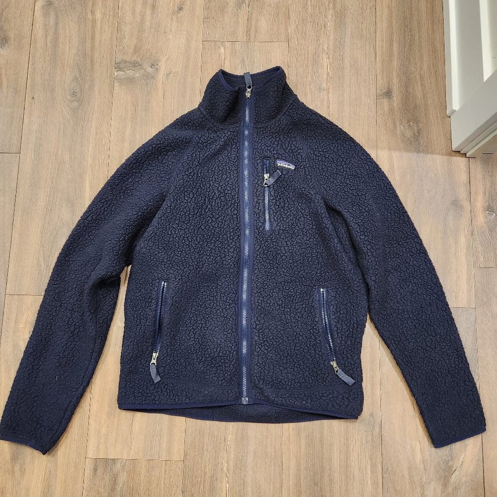 Patagonia Retro Pile Fleece Full Zip Up Navy Medium Men's